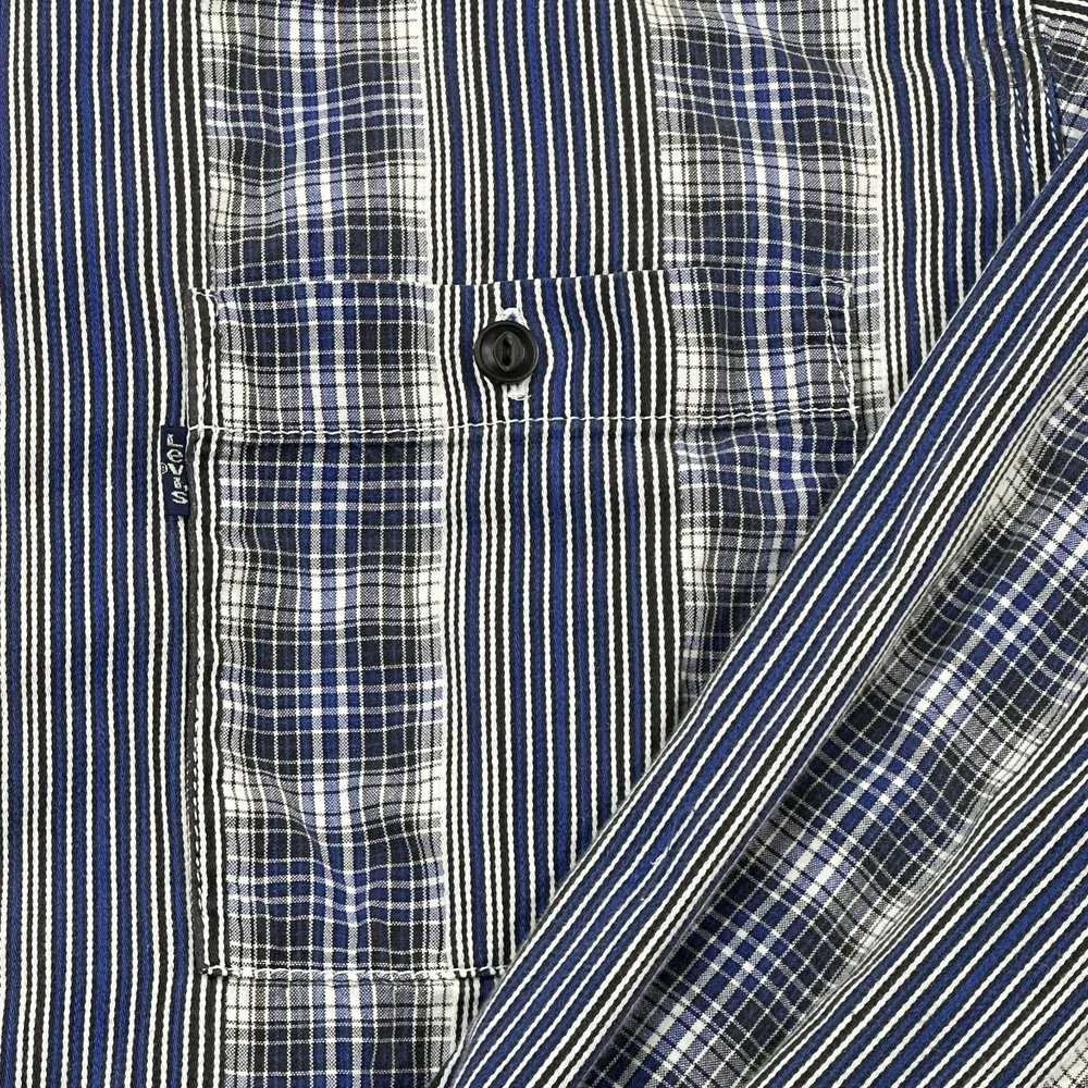 Vintage Levi's Button Up Shirt Mens Large Blue Plaid Blue Tab Long Sleeve Cotton - Picture 5 of 11